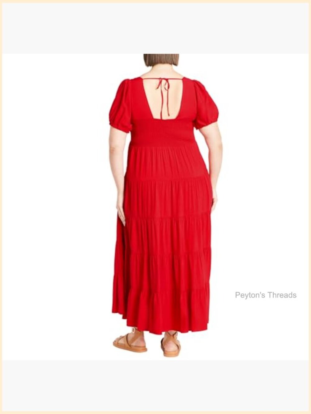 Plus Size Midi Dress, Tie-Back Detail, Elastic Cuffs - Picture 2 of 6
